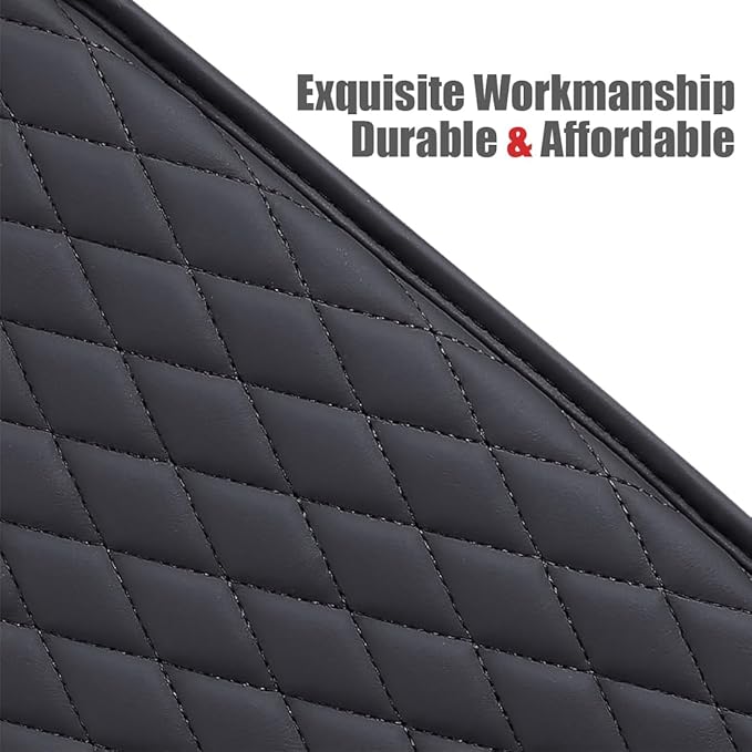 ESKONKE [Upgraded] Car Center Console Cover with 2 Storage Bags - Premium Nappa Leather Armrest Cover, Scratch & Wear Resistant, Waterproof Car Interior Accessories (Grey)