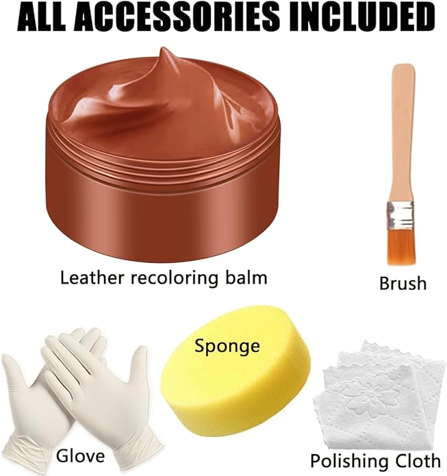 Leather Recoloring Balm, Leather & Vinyl Color Restorer Conditioner – Repairs Faded & Scratched Leather Color