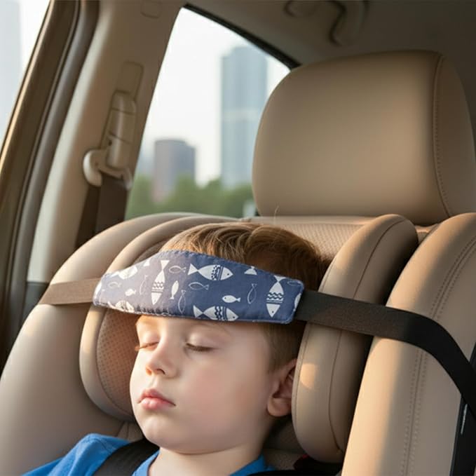 3 Pcs Baby Carseat Head Support,Car seat Straps Pillow Support Ban,Stroller Neck Relief Strap Headrest,Slumber Sling Sleep Positioner for Toddler Infants Child Children Kids(Clouds, Fish, Arrows)