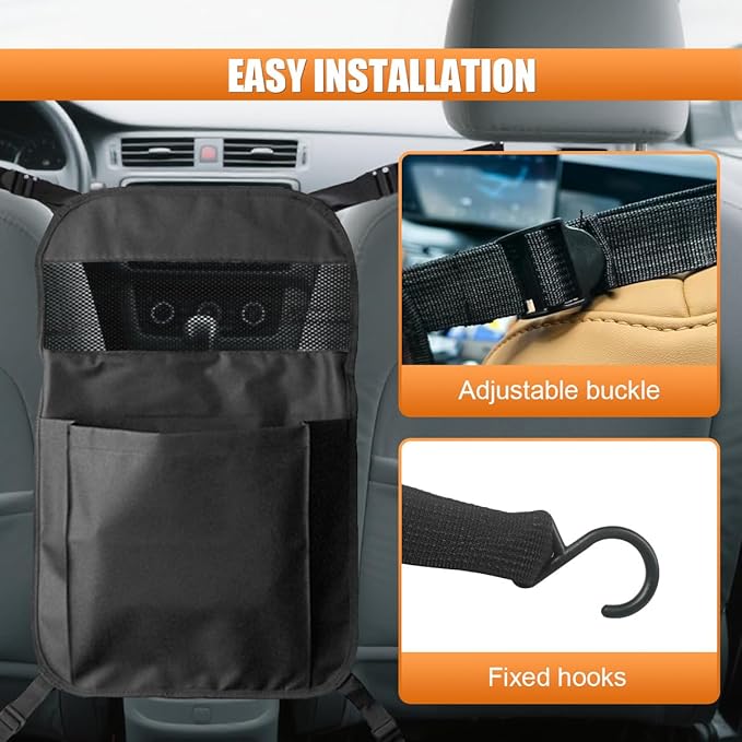 YoRise Seat Back Car Organizer, Large Capacity Oxford Fabric Car Storage Organizer with Pocket, Automotive Backseat Hanging Pet Barrier Protector Accessories for Document, Purse, Handbag (Black)