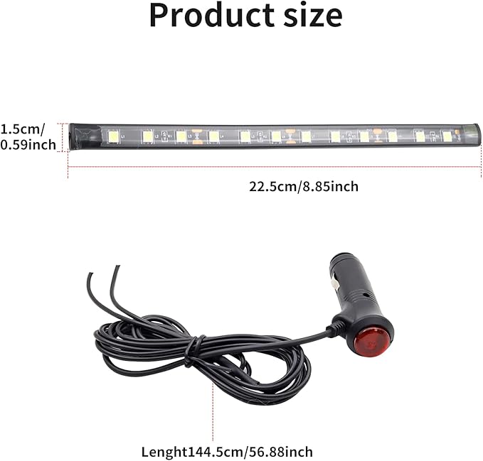 Ambient Lighting Car 2PCS Under Glow Kit with Cigarette Lighter, 12V Underglow Led Lights Car LED Interior Light DRL Daylight Strip Waterproof Driving Fog Lamp RGB Atmosphere Lights (White)