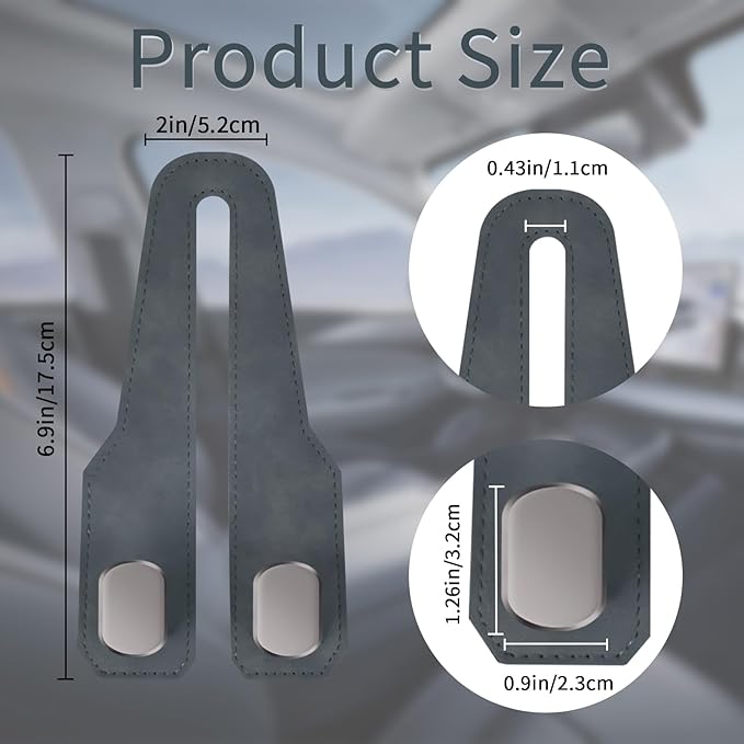Car Seat Headrest Hooks for Purses and Bags, 2 Pack Bag Purse Holder for Car With Double Metal Hooks, Car Purse Hanger, Headrest Back Seat Handbags Hook Cute Hanging Accessories, Grey