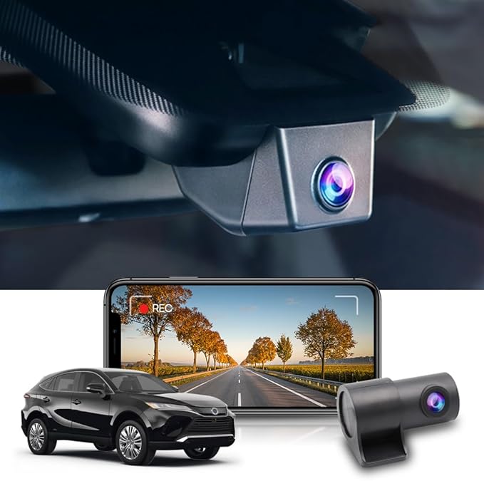 Fitcamx Front 4K+Rear 1080P Dash Cam Adapts for Toyota RAV4 2019-2021 (Model A/No Vent) & Prime Plug-in Hybrid, OEM Look, WiFi & APP, 2 Way HD Video, Loop Recording, G-Sensor, Easy to Set, 128GB Card