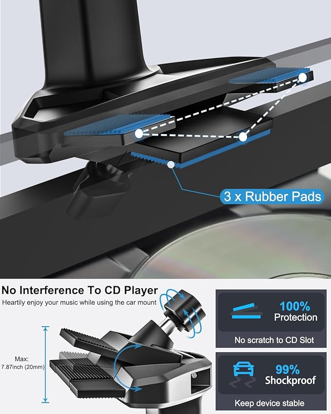 woleyi for MagSafe Car Mount CD Slot【20 Strong Magnets】Height Adjustable Magnetic Phone Holder CD Player, Cell Phone Holders for Your Car for iPhone 17 Pro Max 16 15 14 13 12 Air Plus, All Smartphones