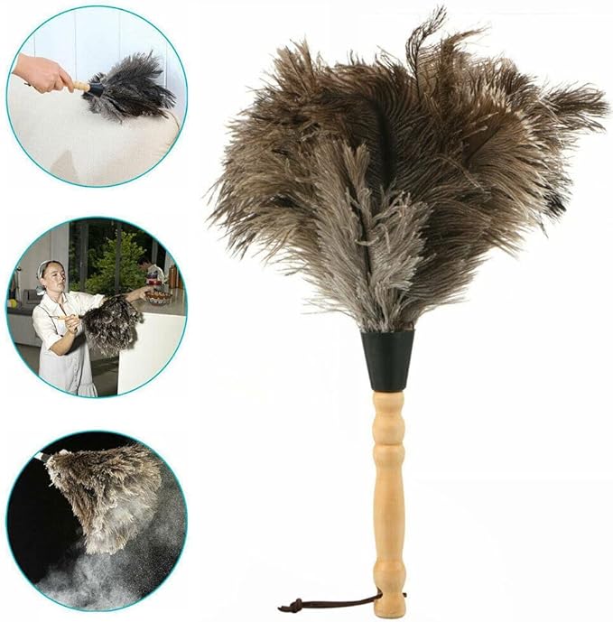 2PACKS 13" Ostrich Feather Duster Durable Dust Collecting Cleaning Tool in Wool Shop