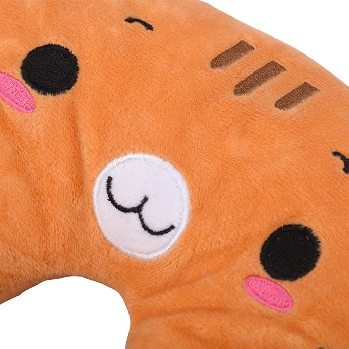 Travel Pillow for Kids, Cute Animal Neck Pillow Support U Shaped Cushion Plush Soft Rest Reading Pillows Sleeping Pillows for Airplane Train Car (Color:Yellow cat)