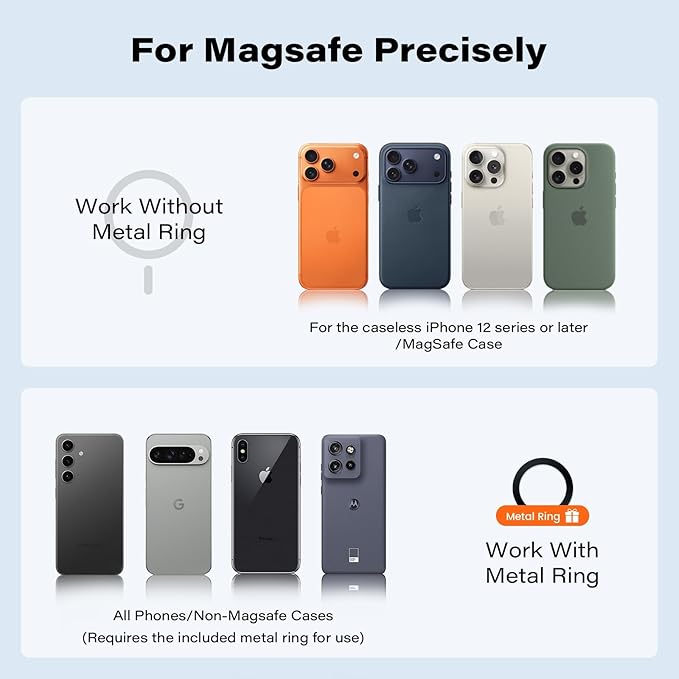 APPS2Car for MagSafe Car Mount, Magnetic Phone Holder for Car with Suction Cup, 17 Strong Magnets & Adjustable Arm, Dashboard & Windshield Phone Mount Compatible with MagSafe Case iPhone 12–17 Series