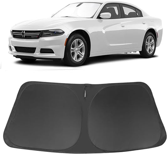 Windshield Sun Shade Custom Fit for 2011-2023 Dodge Charger Accessories Foldable Window Sunshade Sun Blocker Protect Car from Sun Rays & Heat Damage Keeps Car Cooler
