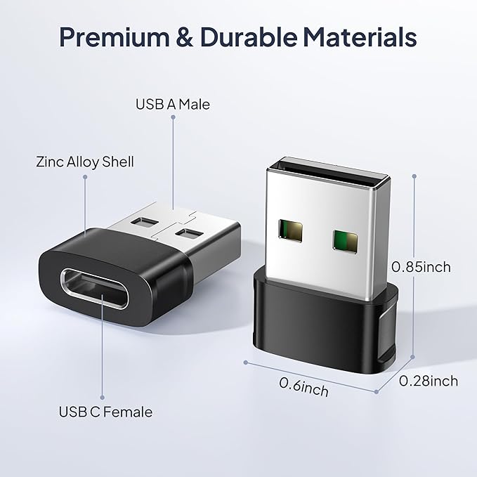 Basesailor for iPhone 17 Air Car Adapter 3Pack,USB to USB C Charger Converter,Type C Female to A Male for New Apple 17e 16e 15 Pro Max Plus,iWatch 11,Airpods 4/Pro 3,iPad mini 7,Samsung Galaxy S26 A55