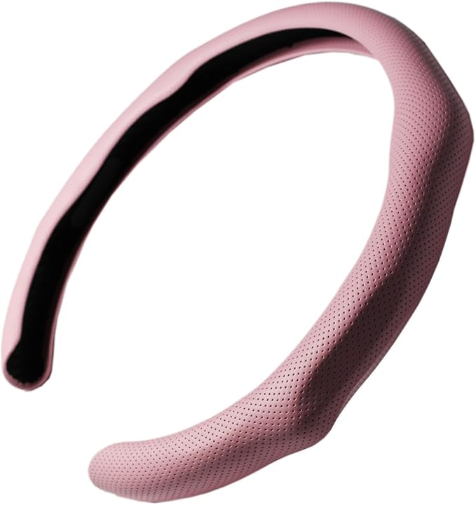 Quick Install Sporty Perforated Pink Nappa Leather Steering Wheel Cover Universal fit 14½" to 15" Car SUV Pickup 14.5 to 15 inches Napa