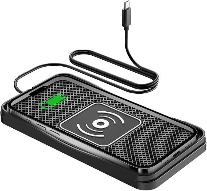 Wireless Car Charger, 15W Max Wireless Charger for Car, Non-Slip Charging Pad Compatible with iPhone 17/16/15/14/13/12, Samsung Galaxy S25-S9 (Type-C)