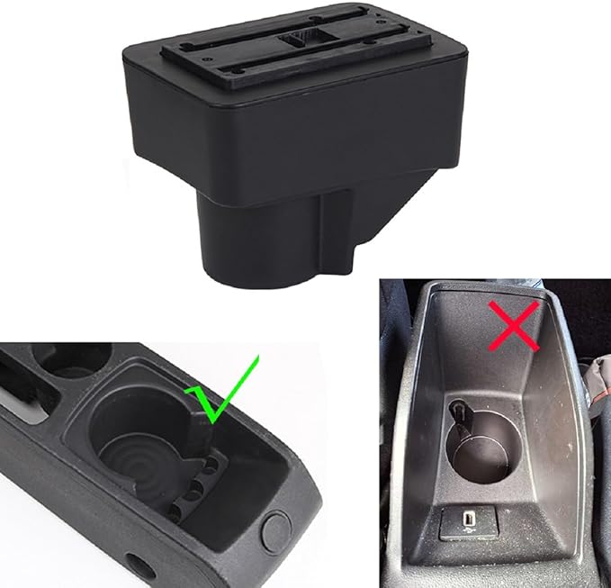 AULPHIKE Compatible with Ford Fiesta Armrest 3 2011-2018 Center Console Organizer Armrests Double Layer Storage Space with USB Ports