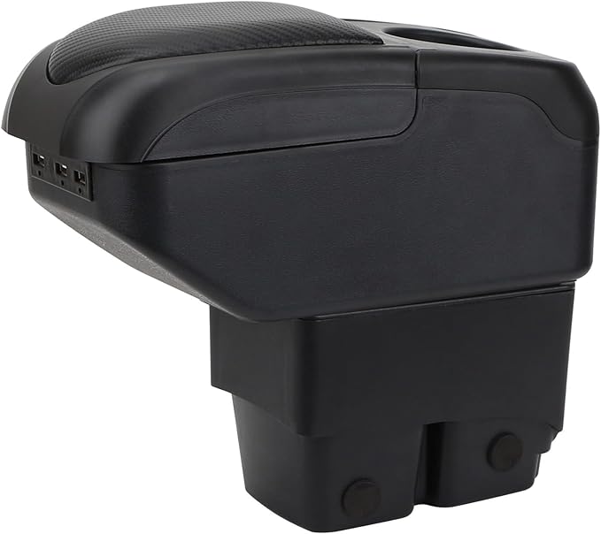 AULPHIKE Compatible with Ford Fiesta Armrest 3 MK7 2009-2017 Center Console Organizer Armrests Double Layer Storage Space with USB Ports