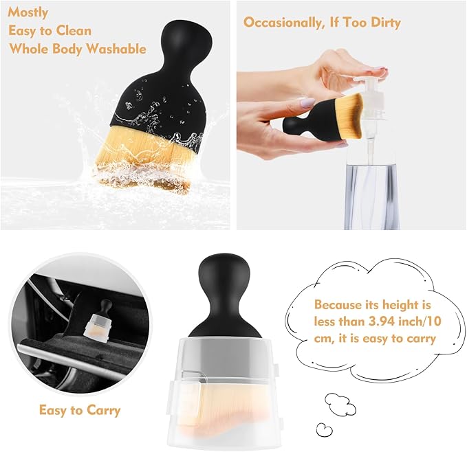Car Interior Cleaning Brush with Ultra Soft Bristles, Car Duster Interior, Auto Detailing Brushes Dusting Car Accessories for Dashboard, AC Vents, Leather, Scratch-Free (2Pcs_Yellow)