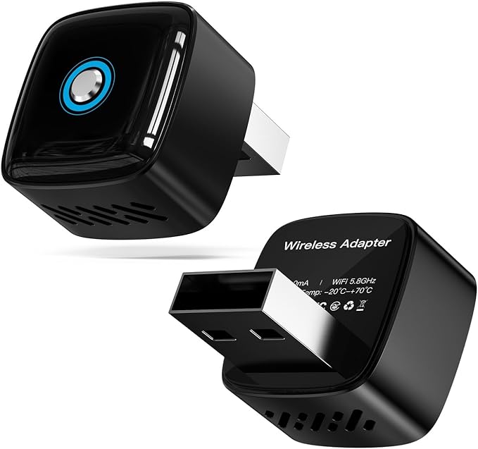 Car Play Wireless Adapter for Apple iPhone iOS 10+ & Cars from 2015+ Android 11+ Android Auto, Plug & Bluetooth Connect 2-in-1 Adapter Convert Wired to Wireless Dongle carplay (Metal Black)