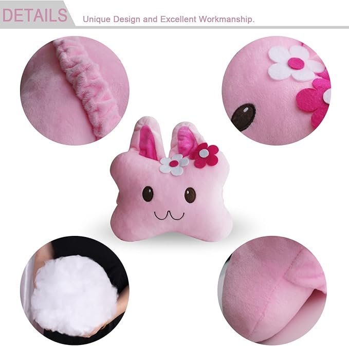 Sexysamba Car Headrest Pillow,Cartoon Neck Pillow for Car,Comfortable Soft Car Seat Pillow for Driving,Head Rest Cushion,Cute Neck Pillow for Travelling and Home 2Pcs (Pink Rabbit)