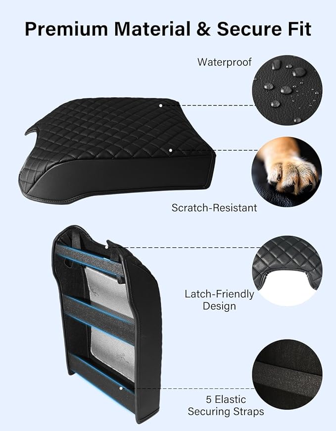 Center Console Cover for 2015-2020 Ford F150 Accessories, 2017-2022 F250 F350 F450 F550, 2018-2024 Expedition, PU Leather Middle Console Cushion Armrest Cover Protector (FITS Bucket Seat Only)