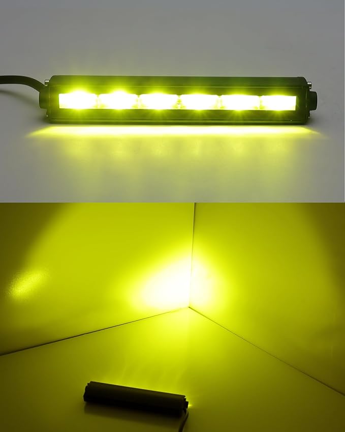 iJDMTOY 7-Inch Universal Fit 3000K Yellow Lens High Power LED Daytime Running Light Bar (DRL) With Brackets, Wirings