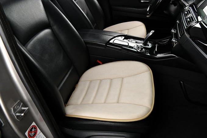 SUTILA Car Seat Cushion Pad 1inch Thick Comfort Seat Protector for Car Driver Seat Office Chair Home Use Memory Foam Seat Cushion with Non Slip Bottom, 20inch x 18.5inch (Beige)