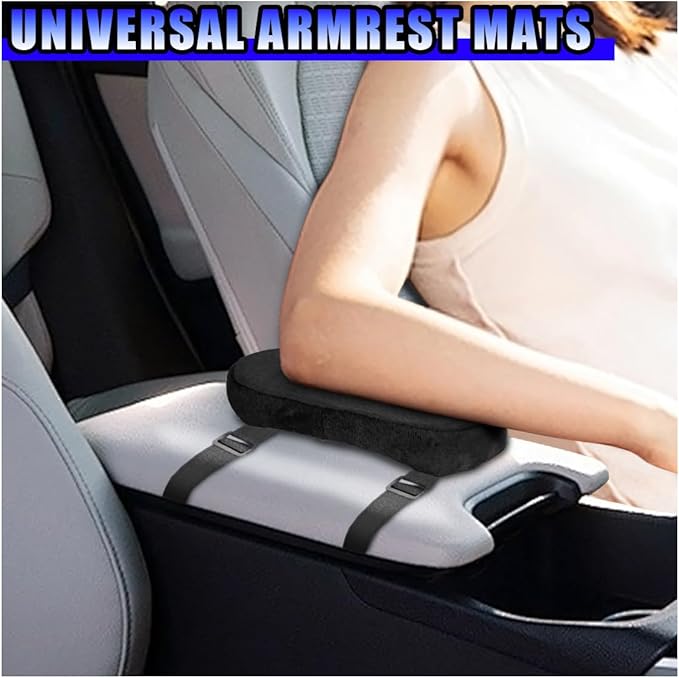 2PCS Car Elbow Pad Arm Rest Cover, Soft Armrest Cushion Pad for Arm Comfortable Support, Anti-Scratch Auto Armrest Pillow Protector, Universal Car Interior Accessory for Most Vehicles (Black)