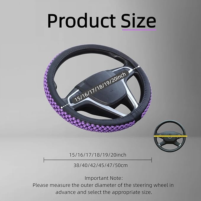 15“16”17“18”19“20 Inch Ice Silk Ventilation Multi-Style Comfy Grip Steering Wheel Cover for Truck, Bus, Big Rig Trucker,SUV， Anti-Slip Design 15-20 Inch (Purple, 18 inch)