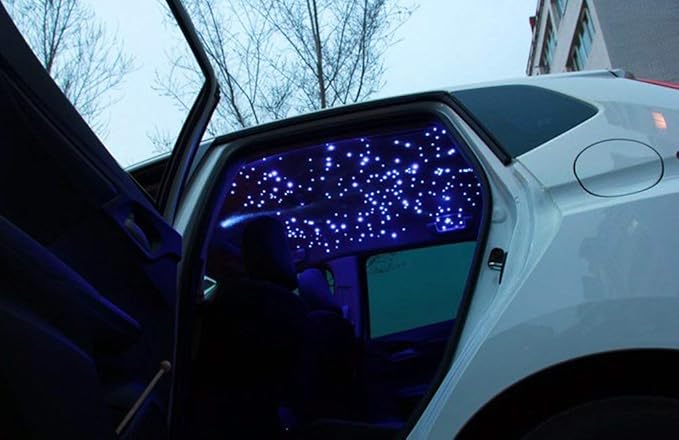 AZIMOM Car Use 6W RGBW 200pcs 0.03in 6.5ft Fiber Optic Lights Starlight Ceiling Light Kit End Glow Optic Cable Music Mode APP Remote Sensory Lighting Indoor Home Headliner Decoration