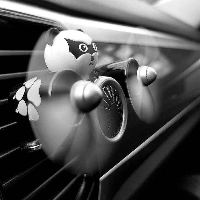 Pilot Car Air Freshener, Cute Duck Car Vent Clip Air Freshener Automotive Air Outlet Fan Diffuser, Automotive Interiors Vent Decoration (Panda)
