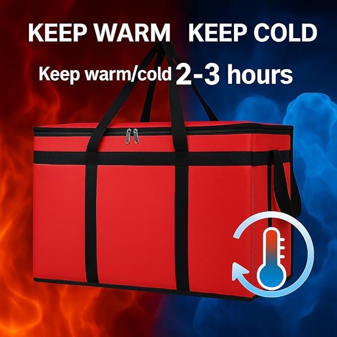 Bodaon Insulated Food Delivery Bag With Hard Bottom, XXXL Pizza Cooler Bags, Rideshare Delivery Bag, Grocery Shopping bag, Thermal Cold/Hot Styrofoam Carrier for Travel/Catering/Car