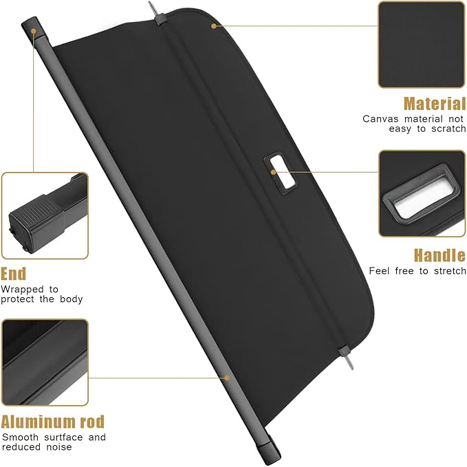 Cargo Cover Retractable Fit for Audi Q7 2016 2017 2018 2019 2020 2021 2022 2023 Retractable Trunk Rear Security Cover Trunk Cover Luggage Security Shield Shade