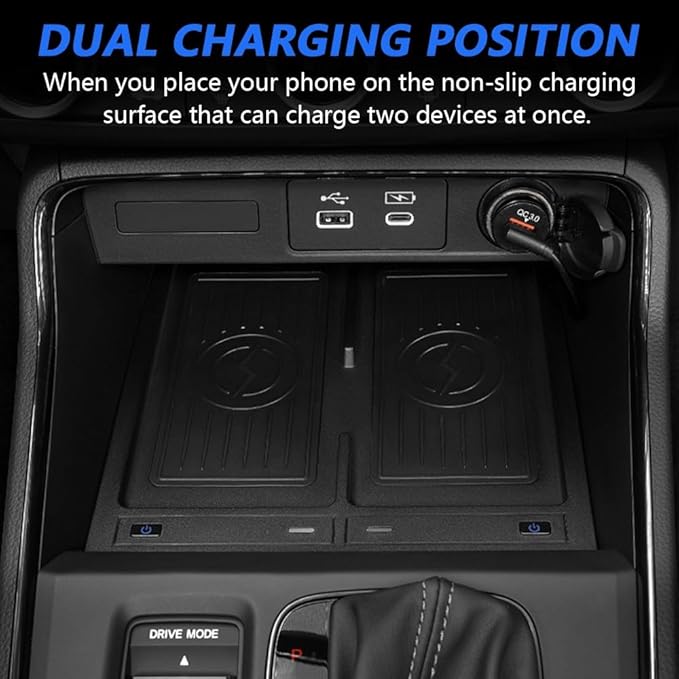 Wireless Car Charger for Honda CRV 2023 2024 2025, Dual Wireless Fast Phone Charging Pad for 6th Gen Honda CR-V LX EX Sport Hybrid Center Console Panel Interior Accessories Upgrades