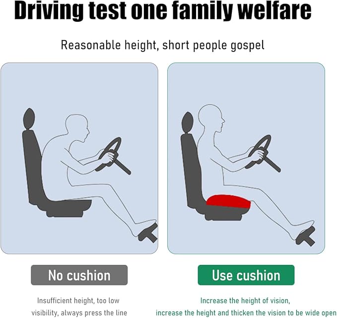 Car Booster Front Seat Cushion, Breathable Mesh Adult Booster Seat Pad, Portable Increasing Height Cushion for Most Cars, Offices, Homes, Universal Car Accessories (Black&Gray)