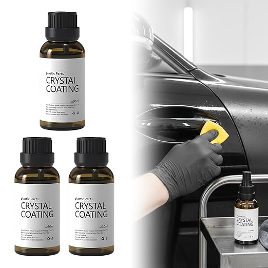 Crystal Coating for Car Plastic Parts - Plastic Trim Restorer to Restore Faded Surfaces - Long Lasting Shine, Easy Wipe-On for Dashboard, Door Panels & Exterior Trim (3)