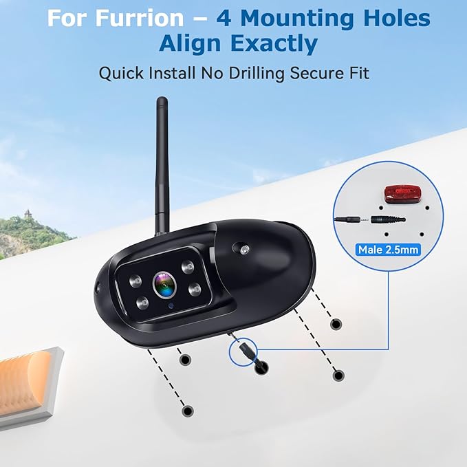 20-Mins Easy Install RV Backup Camera Wireless for Furrion: HD 1080P Rear View Camera with 7-Inch DVR Monitor - Clear Night Vision Wide View Reverse Camera with AI Detection