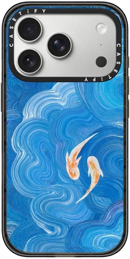 CASETiFY Impact iPhone 17 Pro Case [Slim/Compatible with Magsafe / 8.2 ft. 4X Military Grade Drop Protection] - Two Little Koi - Clear Black