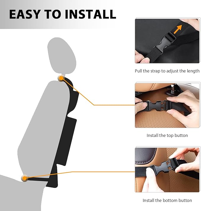 2PCS Car Backseat Organizer, Multi-Pocket Back Seat Protector with 10.2" Tablet Holder, Waterproof Oxford Fabric Storage Bag Auto Kick Mat for Kids Toddlers (A Regular Style)