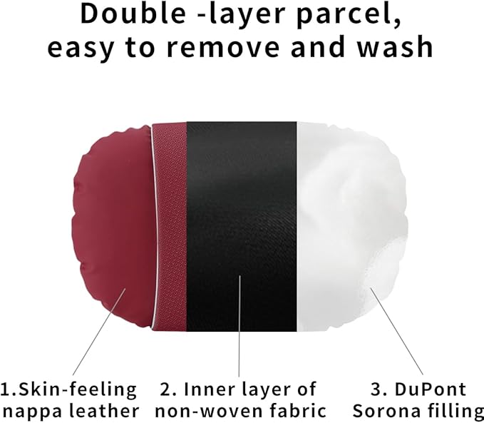 Car Headrest & Lumbar Support Set,Premium Skin-Feeling Napa Leather Soft and Comfortable Headrest,Car Seat Headrest Pillow Waist Support Car Interior Accessories for Driving Home Office