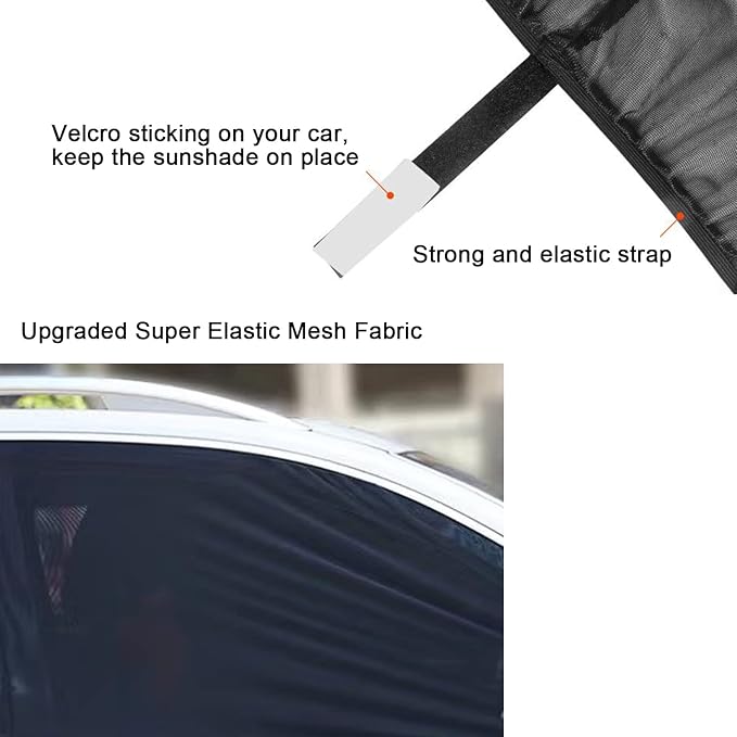 2Pack Mesh Car Window Cover 34" to 43", Window Screen Side Window Car Sun Shade for Camping Overnight Sleeping Baby Feeding, Fit for Most SUVs