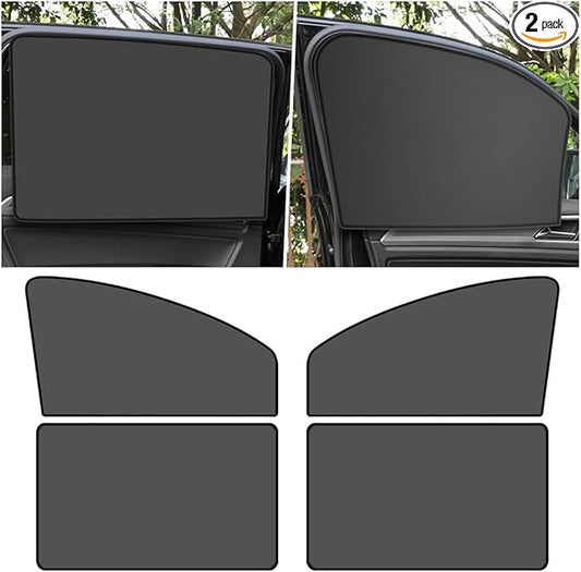4PCS Car Side Window Sun Shades, Auto Window Sunshades Privacy Curtains Blackout with Magnetic, UV Rays, Heat Protection Stretch Car Window Covers for Sleeping, Camping, Breastfeeding (Front & Back)