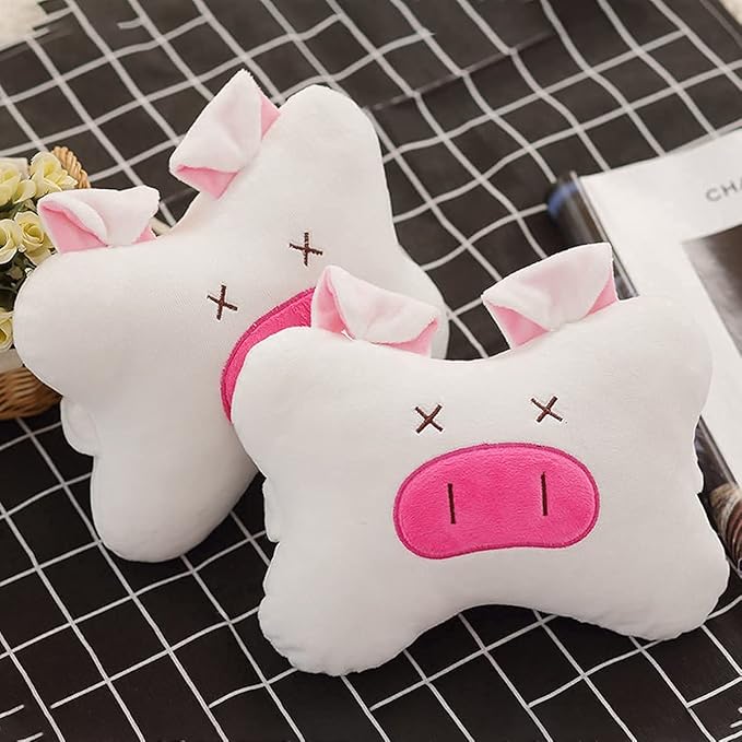 Sexysamba Car Headrest Pillow,Cartoon Neck Pillow for Car,Comfortable Soft Car Seat Pillow for Driving,Head Rest Cushion,Cute Neck Pillow for Travelling and Home 2Pcs (Pink Pig)