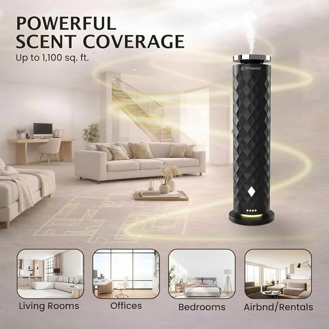 Essential Oil Diffuser Bundle - Cordless Waterless Diffuser for Home, Office, Car, Bathroom – USB Rechargeable Remote Control Portable Nebulizer Aromatherapy Diffusers – 1,100Sq. Ft. Coverage