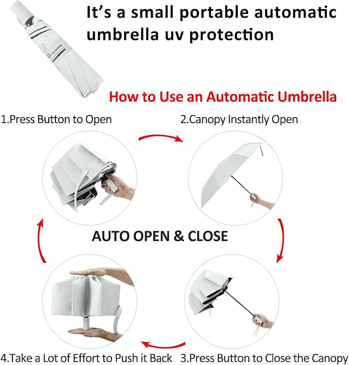 BAODINI Small UV Protection Travel Umbrella Compact for Rain and Sun UPF 50+ Windproof Portable 42 inch Umbrella for Women and Men