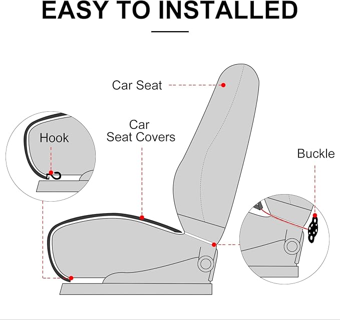 surpassme Comfortable Car Seat Covers Universal Back/Brench Seat Coves for Car Accessories with Storage Pockets, Padded Car Interior Covers for Automotive, SUV, Truck, and Van(Grey)