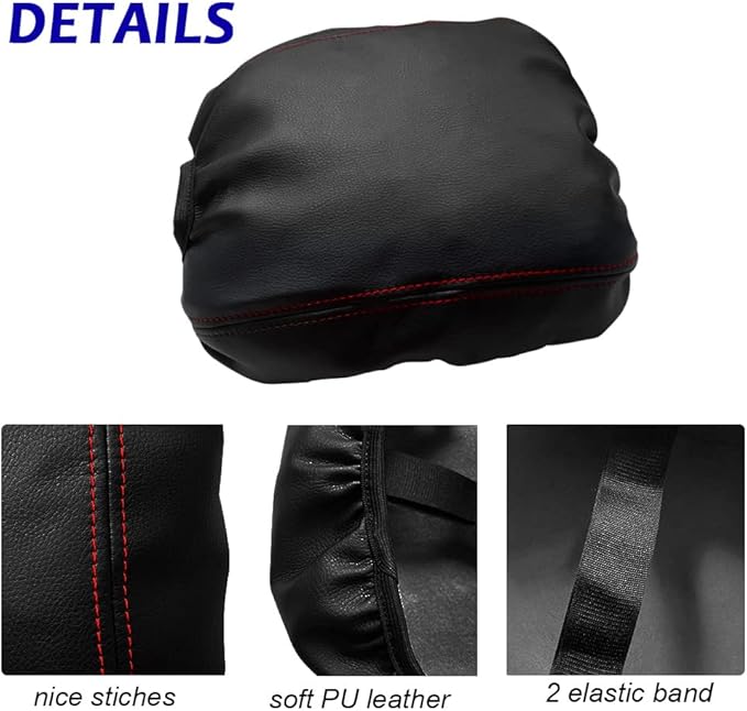 DEYTOP Center Console Cover for Jeep Wrangler JL JLU 2026 2018-2025 Armrest Cover for Jeep Gladiator JT 2020-2026 Car Cushion Protector Pad for JL&JT (NOT for JK/JKU)(Black with Red Stitches)