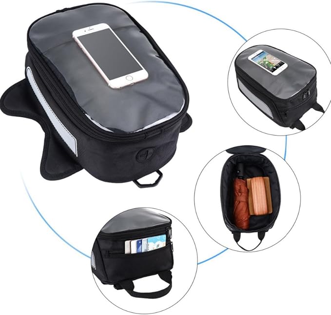 PRETYZOOM Motorcycle Magnetic Tank Bag Waterproof Storage Carrier Bag for Motorbike Cycling with Tool Compartment Compatible with Magnetic Tank Surfaces