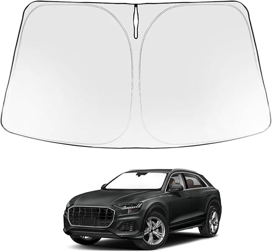 Proadsy 2026 Upgrade Windshield Sun Shade Custom Fit 2019-2025 2026 Audi Q8 Foldable Front Sunshade Protector Sun Visor Blocks UV Rays Keep Car Cooler
