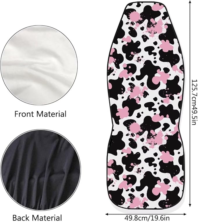 Pink Black Cow Print Front Seat Covers for Cars Navajo Aztec Driver Car Seat Protector Comfort Polyester Bucket Seat Covers Universal Fit for SUV Truck Sedan