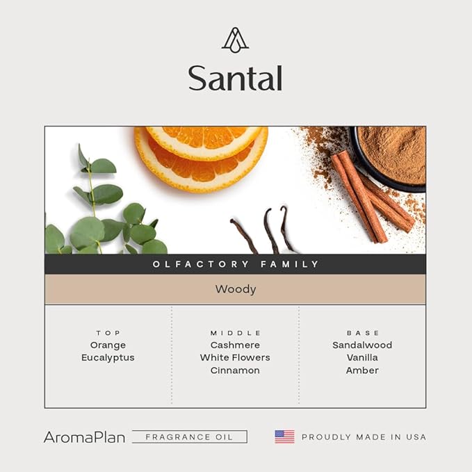 AromaPlan Hotel Scents Santal 2-Pack (16.9 Fl Oz/500ml Each) Home Luxury Aroma & Hotel Fragrance Diffuser Oil-Hotel Diffuser Oil for Aromatherapy-USA Made, Bigger Bottle, Bolder Aroma & Longer Lasting