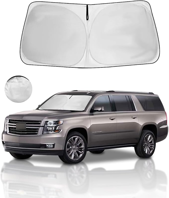 Windshield Sun Shade for 2025-2021 Chevy Tahoe Z71, Front Window Sunshade Protector Cutom Fit Chevrolet Tahoe, Windshield Cover Sun Visor UV Heat Shield Keep Car Cool