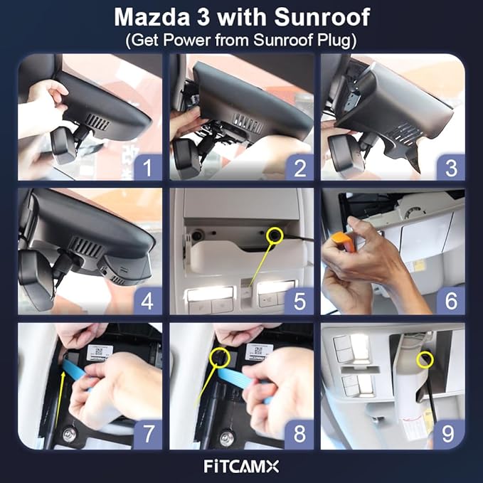 Fitcamx 4K Dash Cam Suitable for Mazda 3 2024-2026 Sedan Hatchback (with Sunroof), OEM Factory Look, UHD 2160P Video, WiFi & APP, Loop Recording, Parking Sensor, Easy to Install, 64GB Card