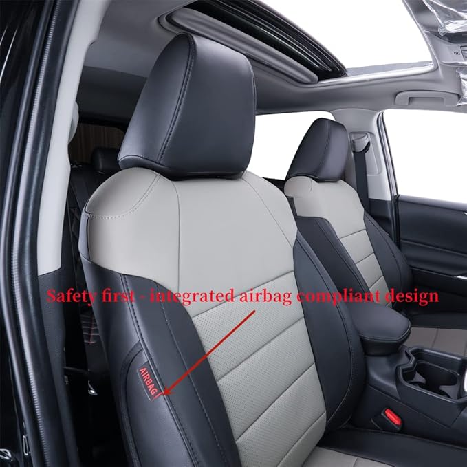 coverdream Custom Seat Covers Compatible with Select Toyota RAV4 LE 2013 2014 2015 2016 2017 2018 Models - Leatherette (Black/Gray,Full Set)